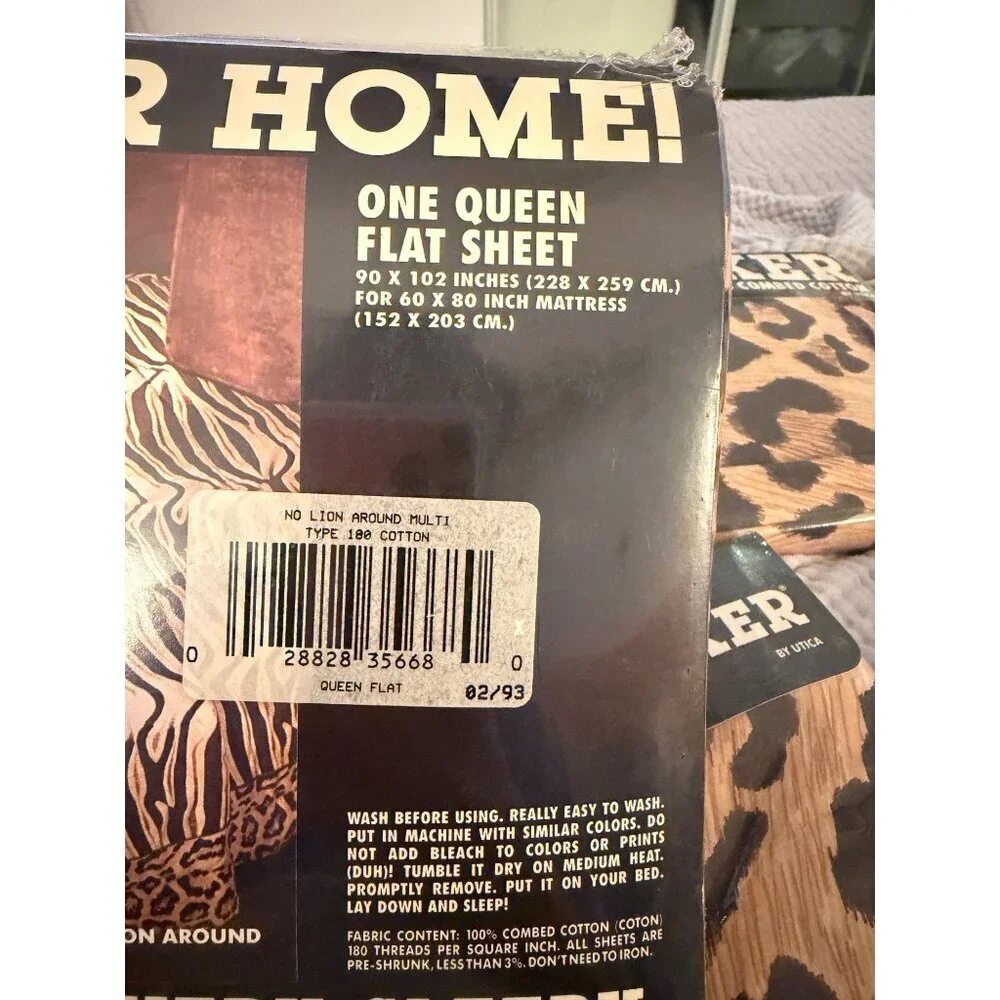 Joe Boxer “No Lion Around ” Queen Sheet Set 100% Combed Cotton Leopard Print New